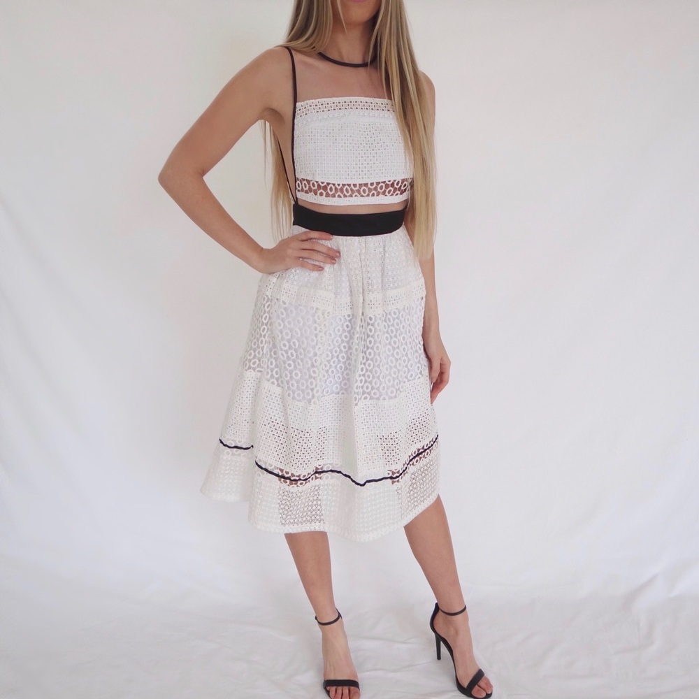 Kendall + Kylie Pierced Mixed-Lace Dress